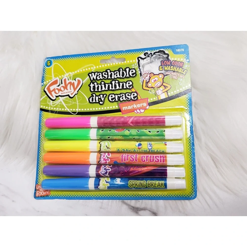 FOOHY‎ Dry Erase Markers Washable Thinline 6 Pack SMELLY Vintage 2006 MONKEY